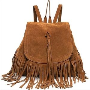 Unique Suede Fringed Tassel Backpack